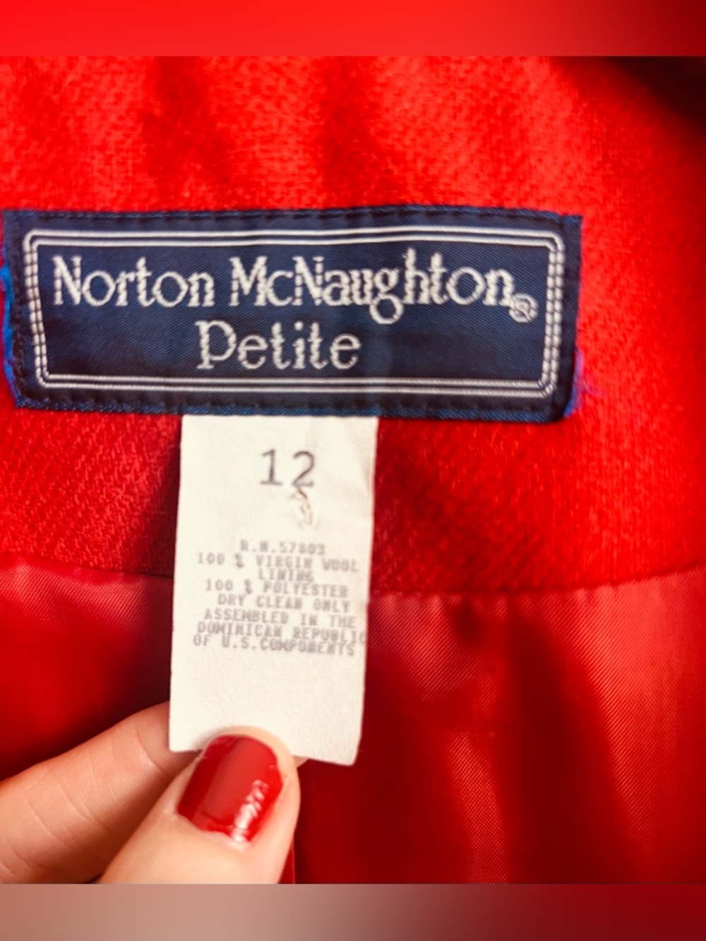Vintage Norton McNaughton Red Petite Blazer – Military-Inspired – Size 12 - Picture 8 of 15
